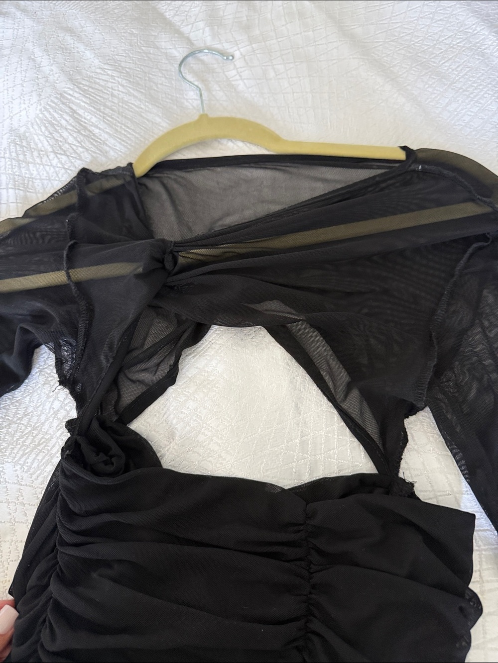 Amazon Black Sheer-Sleeve Bodycon Dress - Women - Picture 3 of 9